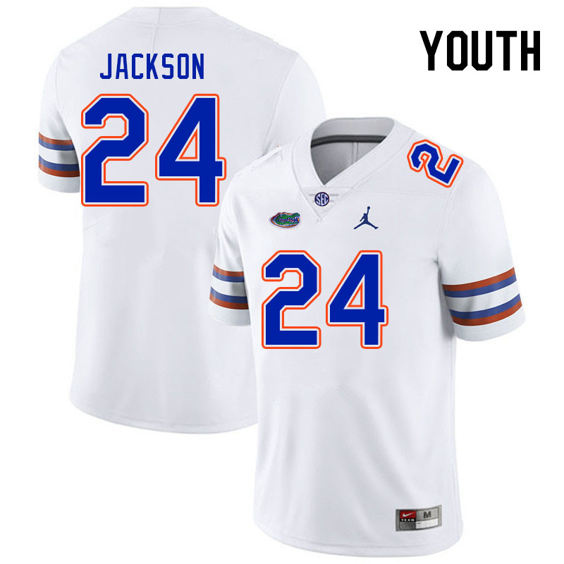 Youth #24 Ja'Kobi Jackson Florida Gators College Football Jerseys Stitched Sale-White